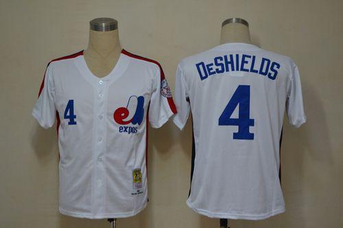 Mitchell And Ness Expos #4 Delino Deshields White Throwback Stitched MLB Jersey